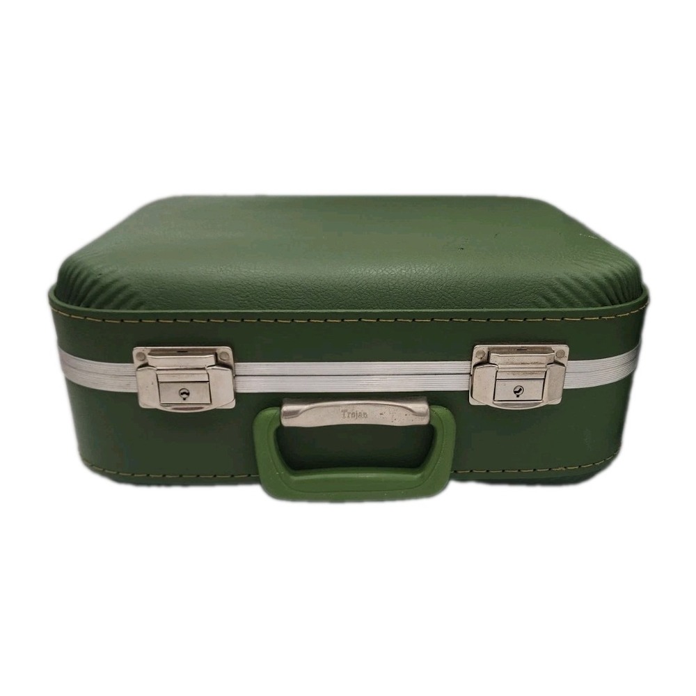 Vintage Trojan Hard Shell Weekender Luggage Suitcase Avocado Green 16"x12"x6.5"